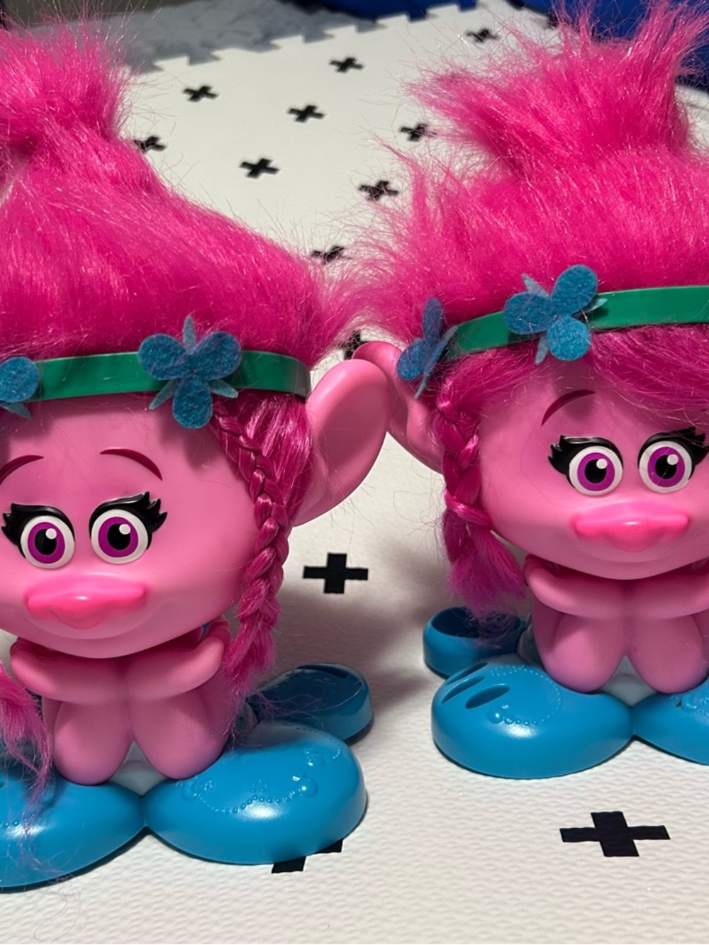 Trolls Pink Hair Doll Pair with Blue Flower Headbands
